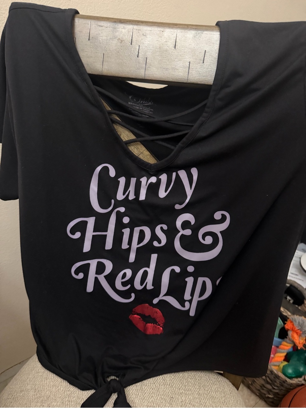 Cold Crush Black Short Sleeve Tee with Pink Script & Red Lip Graphic